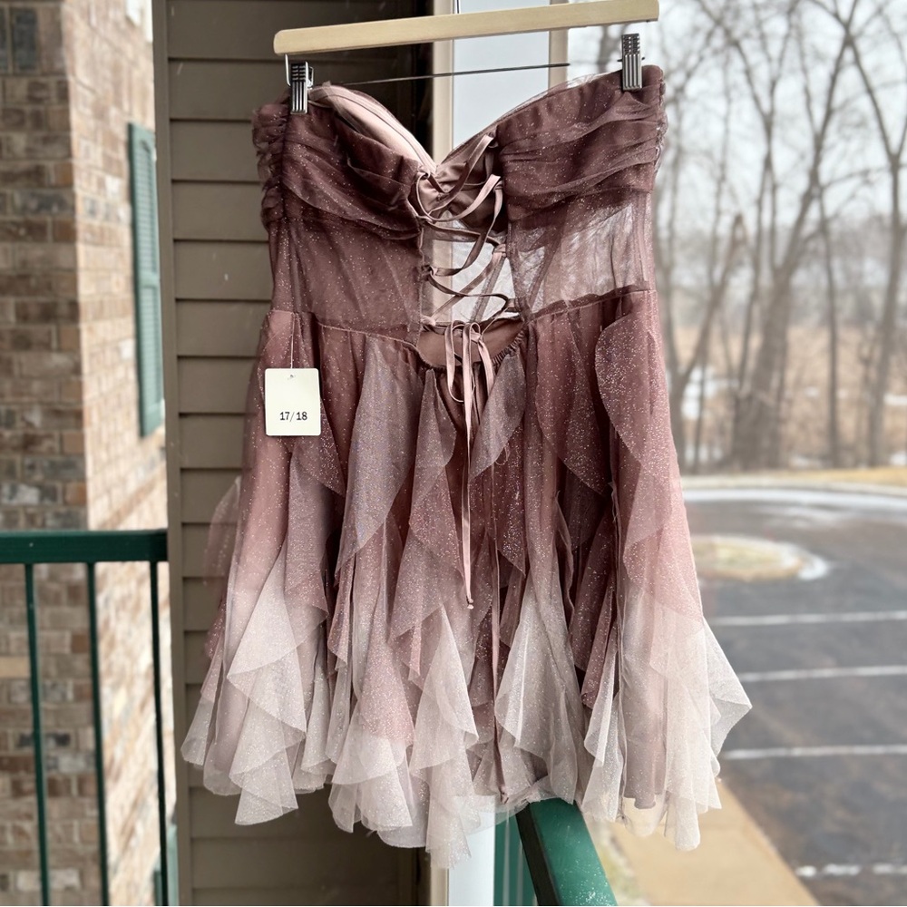 🆕✨Pear Culture 17/18 13/14 Juniors' Sweetheart-Neck Ombre Mesh Fit&Flare Bustier - Picture 5 of 16